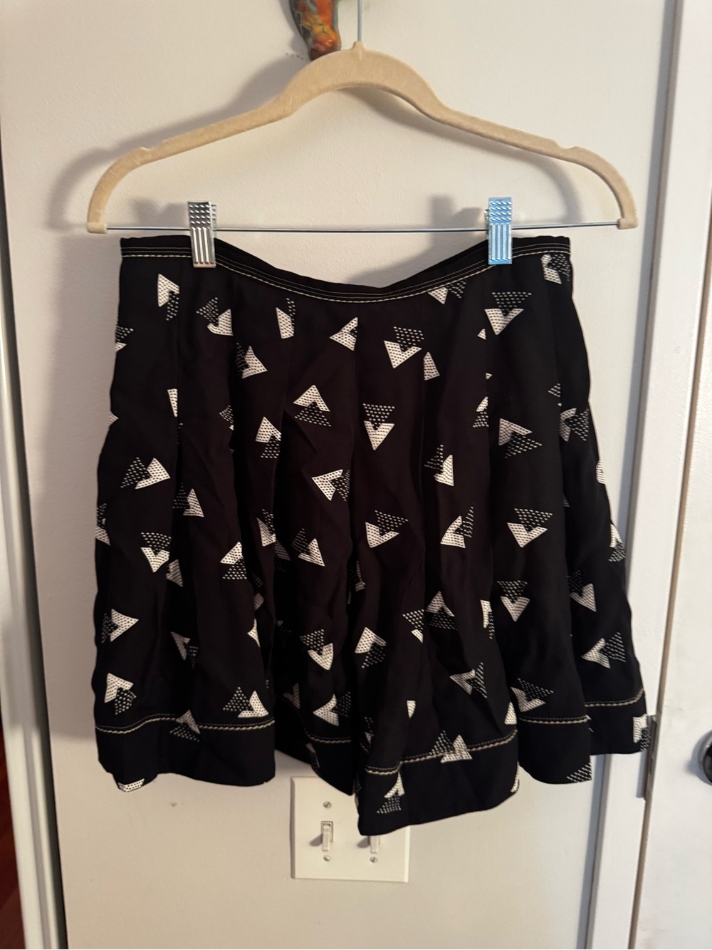 MARC‎ JACOBS Black Geometric Print A-Line Skirt